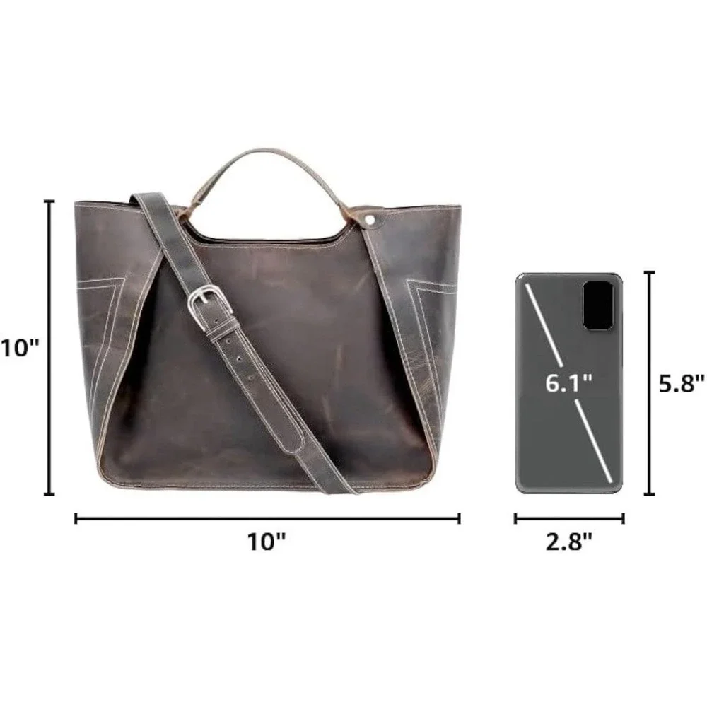 The Tannery Genuine Full Grain Leather Tote Bag for Women Dark Brown
